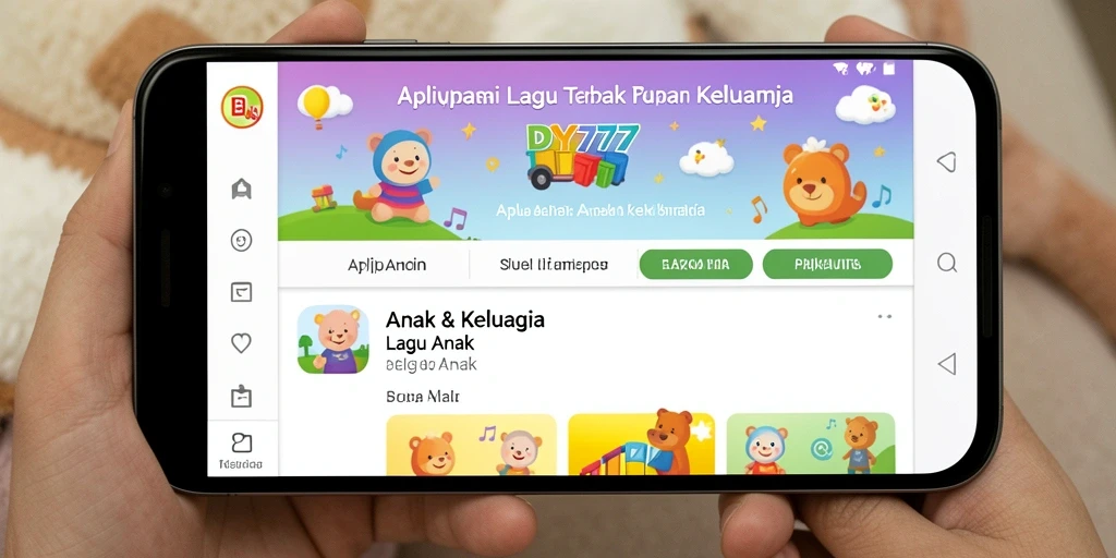 Tampilan antarmuka aplikasi DY777 yang ramah anak dan penuh warna.