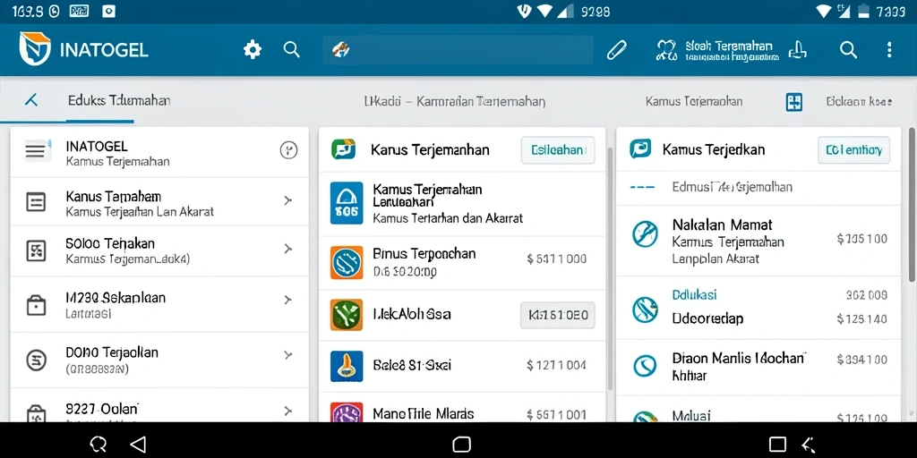Screenshot antarmuka INATOGEL dengan fitur Kamus Terjemahan yang jelas.